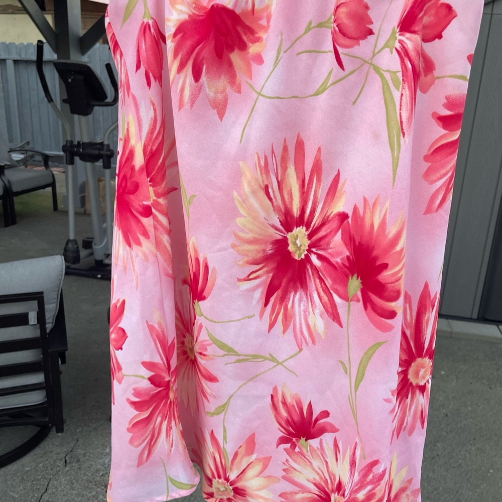 Floral Pink and Red Midi Skirt